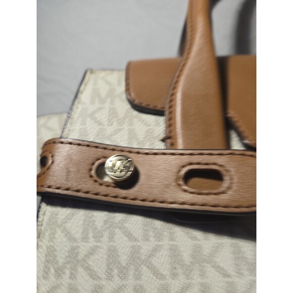 Michael Kors Monogram Small Satchel Handbag with Leather Accents - Picture 6 of 7